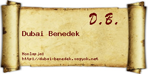 Dubai Benedek névjegykártya